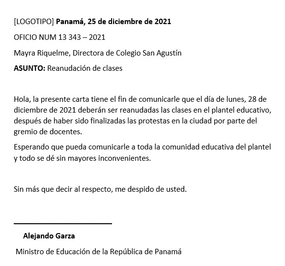 carta de oficio formato
