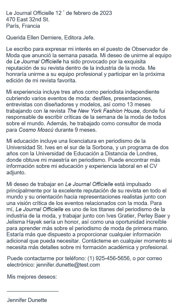 carta de solicitud de empleo