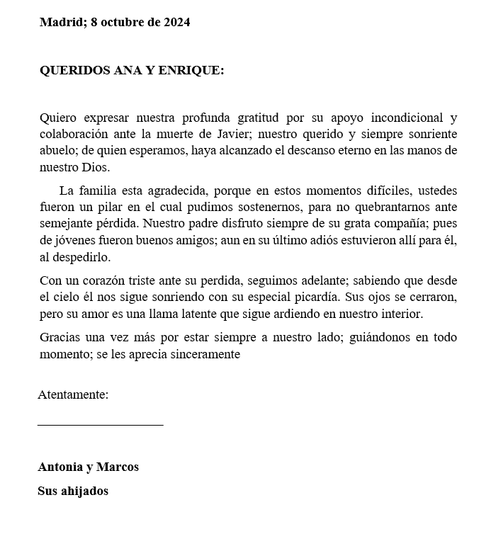 agradecimiento por acompañamiento por fallecimiento