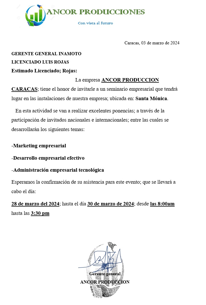 carta de invitacion a un evento
