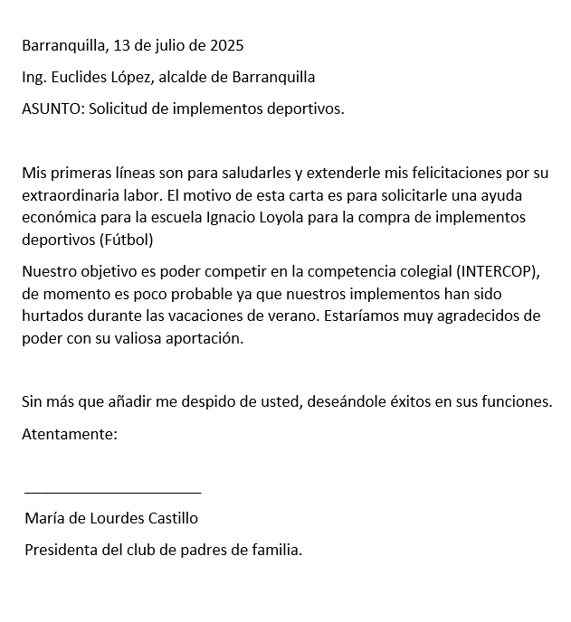 carta de solicitud al alcalde