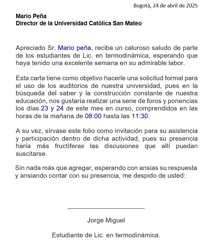 carta formal a un director