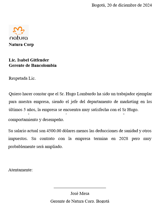 carta de constancia de trabajo 2